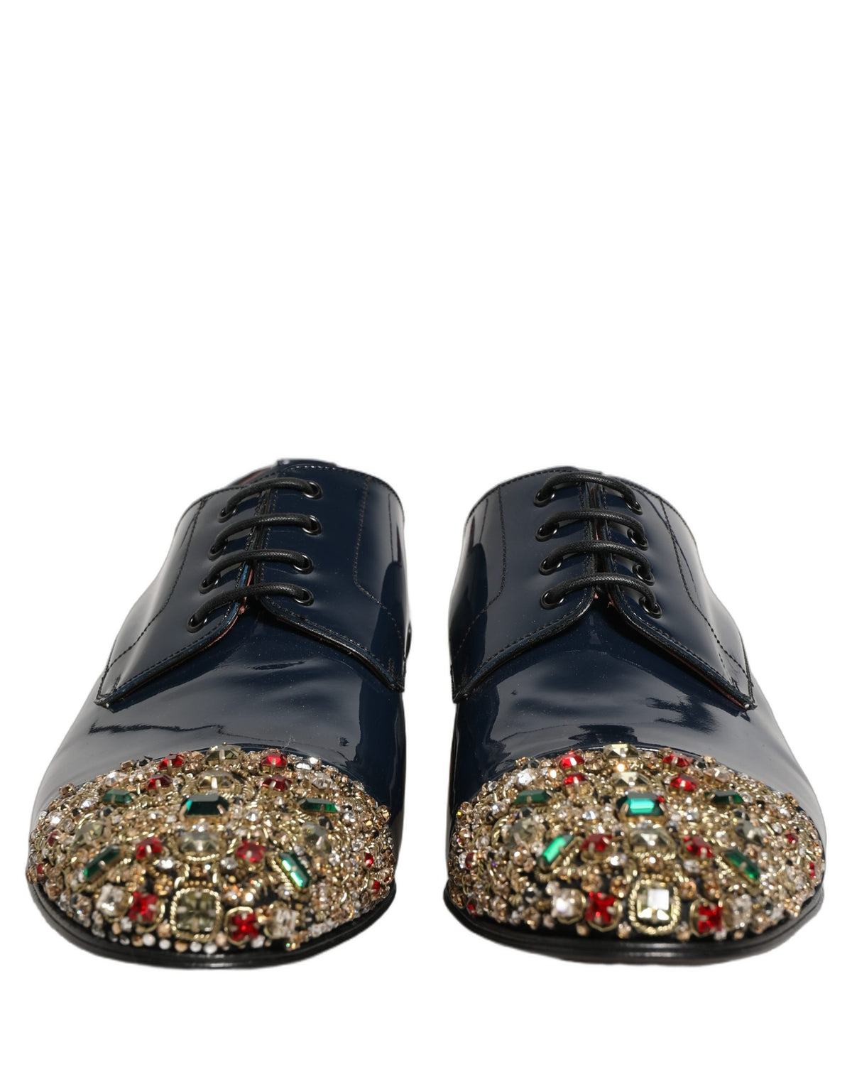 Dolce & Gabbana Blue Embellished Men Derby Dress Formal Shoes