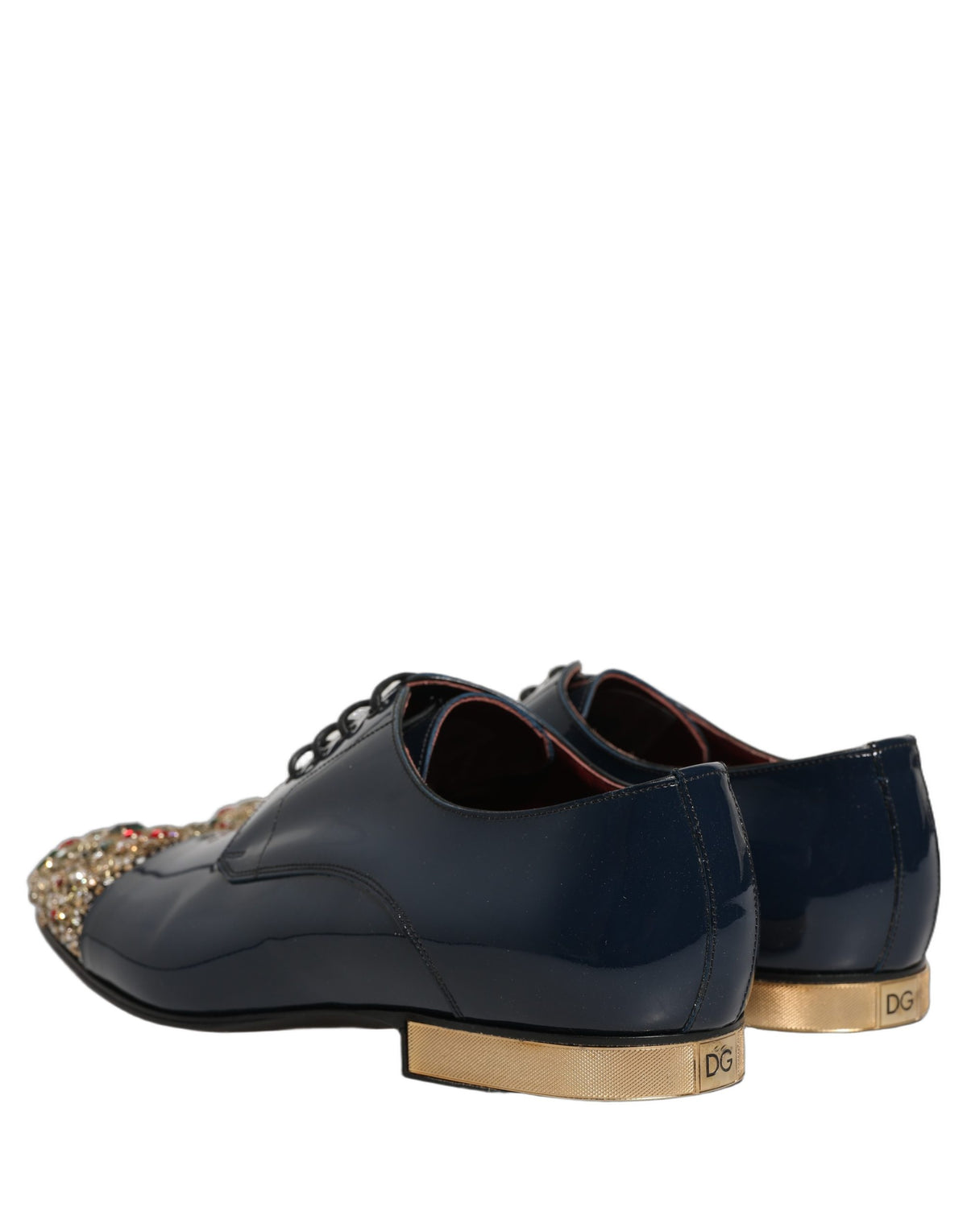 Dolce & Gabbana Blue Embellished Men Derby Dress Formal Shoes