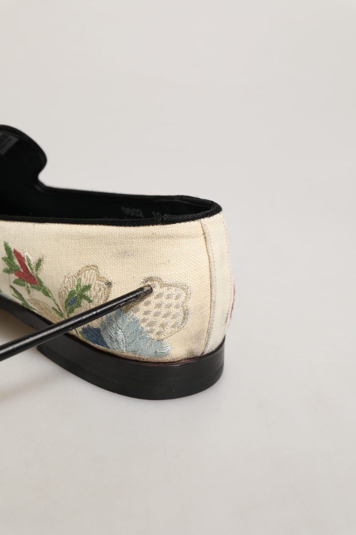 Dolce & Gabbana White Floral Embroidery Dress Loafers Shoes