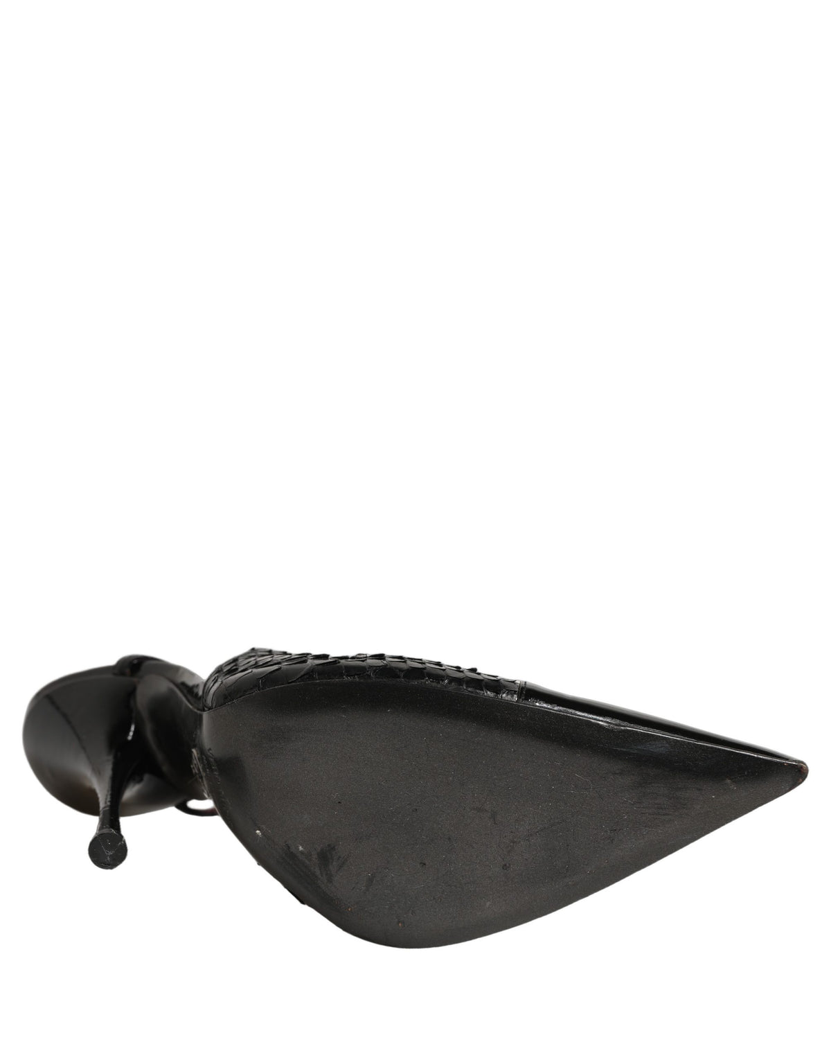 Dolce & Gabbana Black Exotic Patent Leather Slingback Pumps Shoes