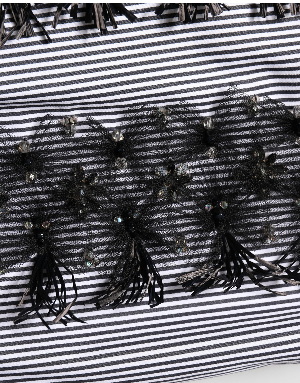 Dolce & Gabbana BlackGray Pinstripe Embellished Trouser Pants