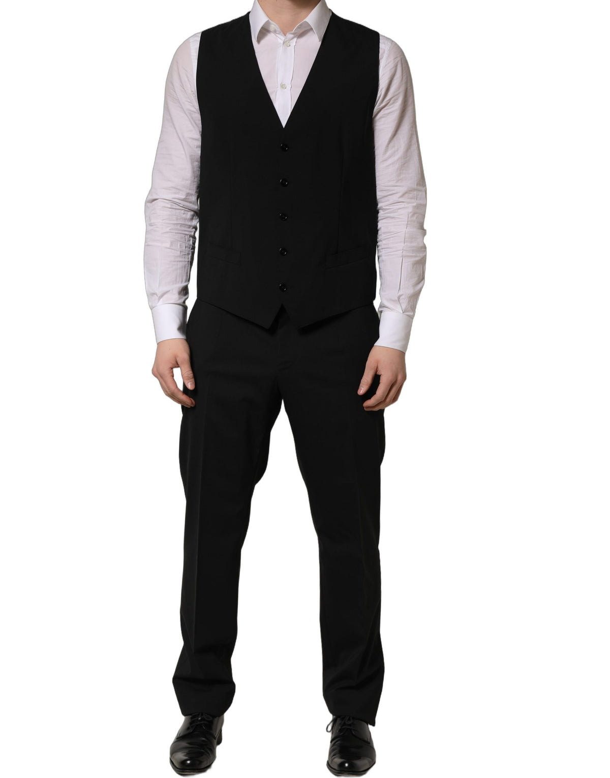 Dolce & Gabbana Black Wool Slim Fit Formal 3 Piece Men Suit