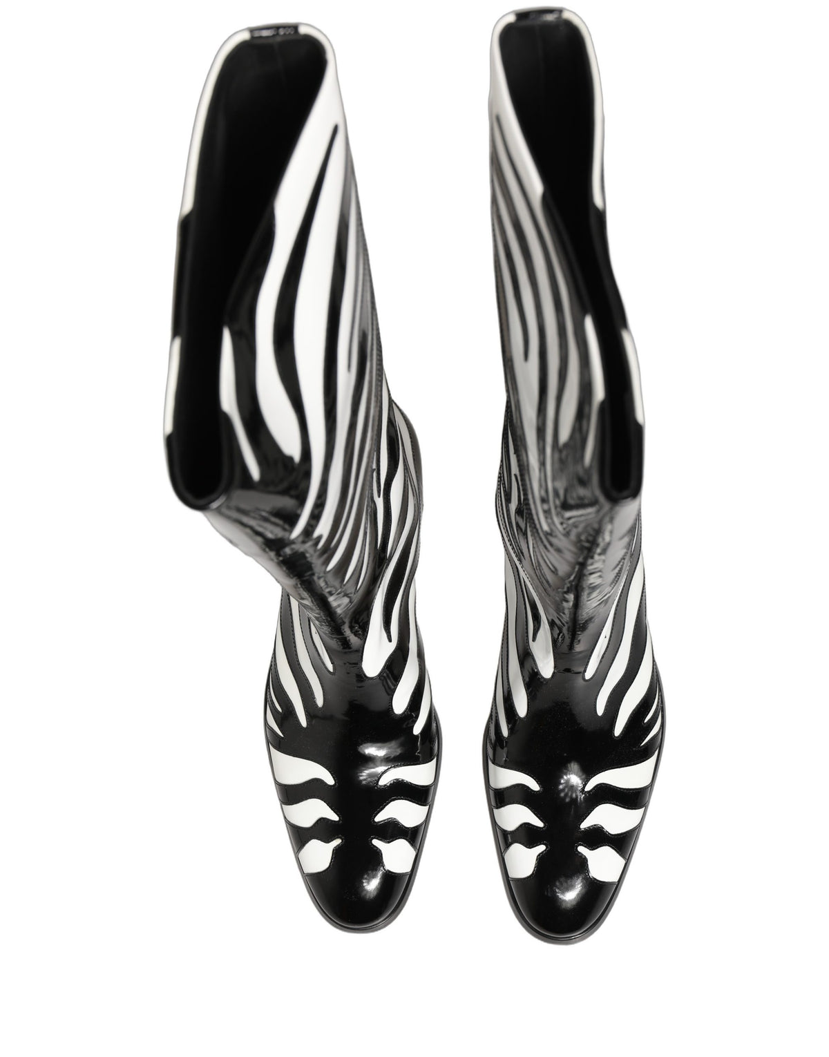 Dolce & Gabbana Black White Zebra Knee High Men Boots Shoes