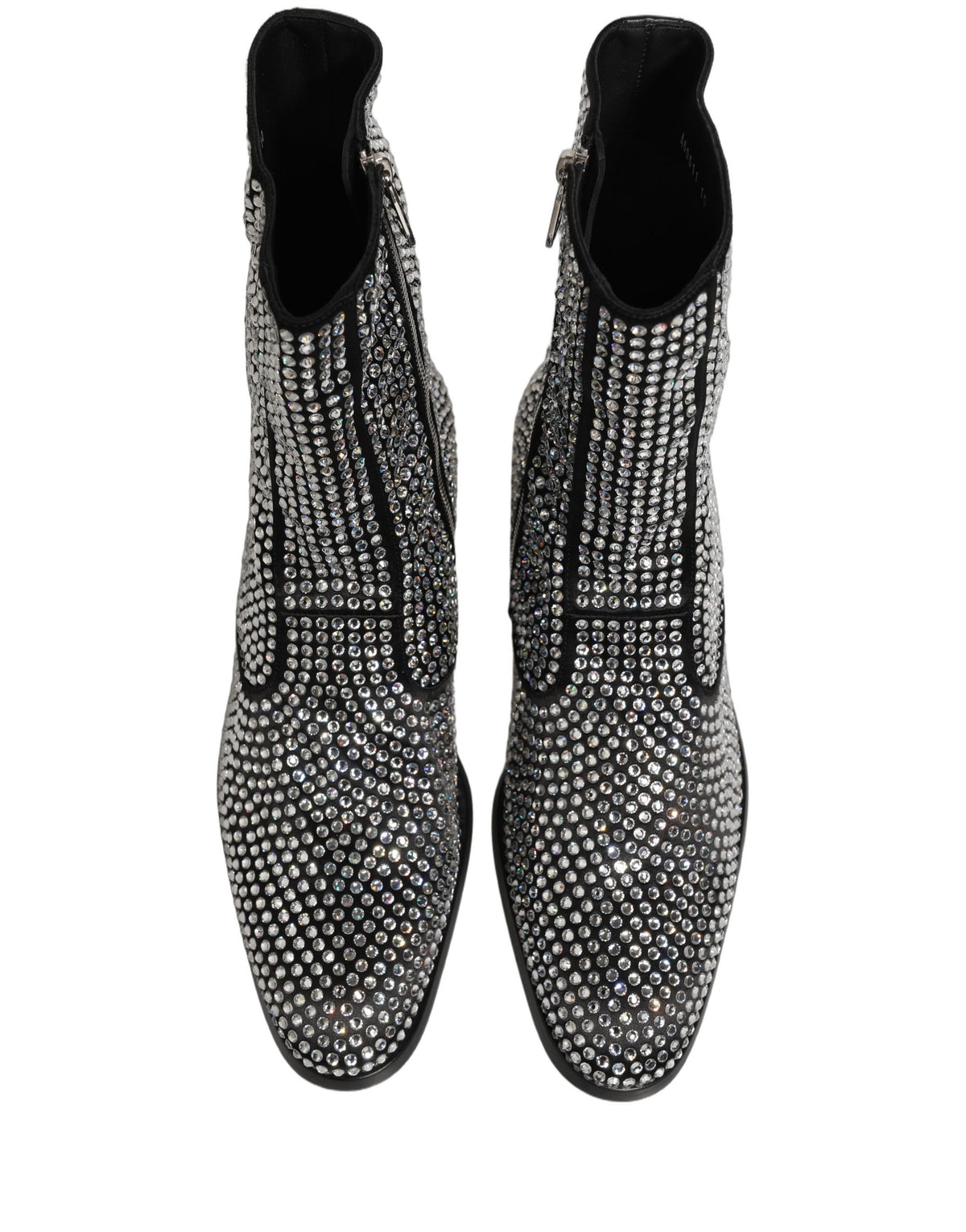 Dolce & Gabbana Black Crystal Embellished Ankle Boots Shoes
