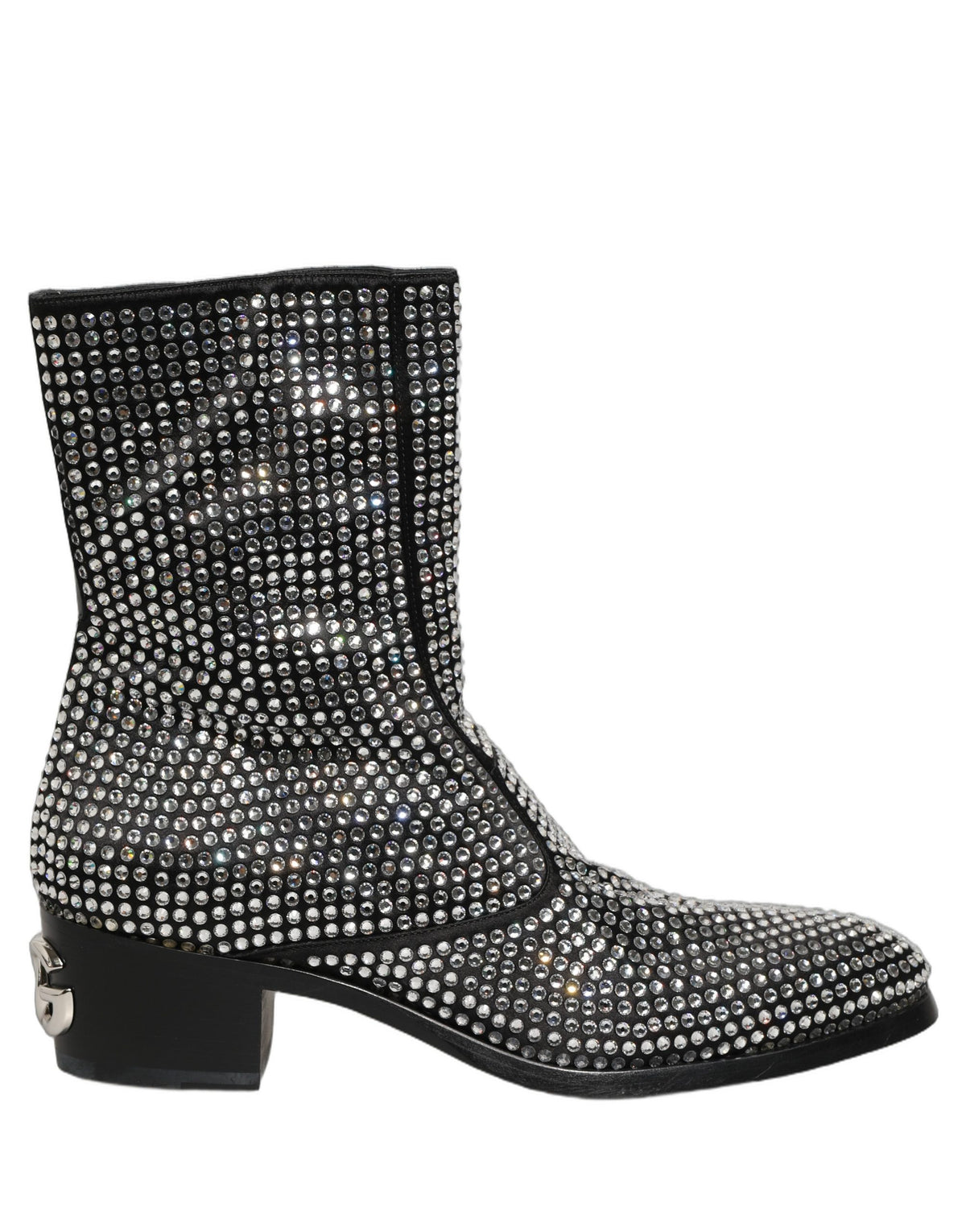 Dolce & Gabbana Black Crystal Embellished Ankle Boots Shoes
