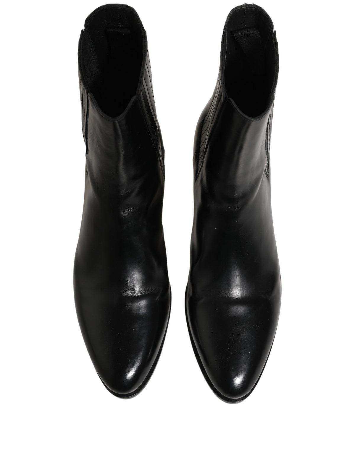 Dolce & Gabbana Black Leather Chelsea Mid Calf Boots Shoes