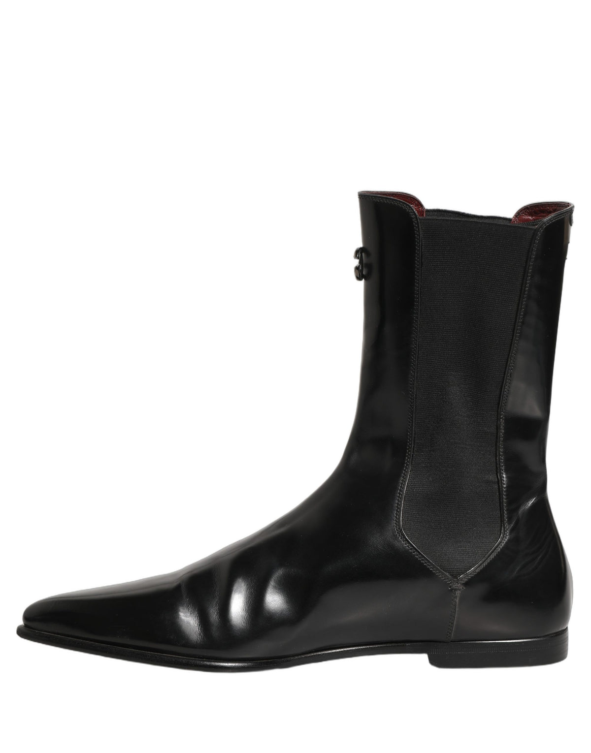 Dolce & Gabbana Black Leather Chelsea Mid Calf Boots Shoes