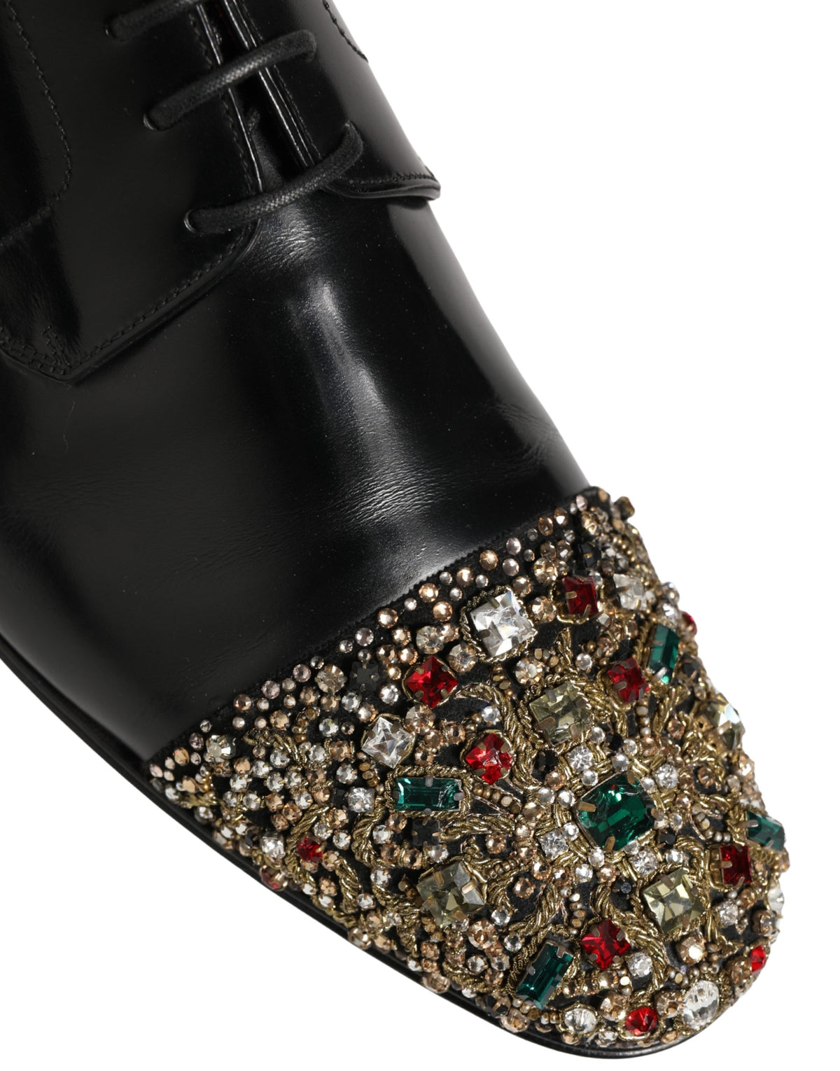 Dolce & Gabbana Black Crystals Embellished Men Derby Shoes