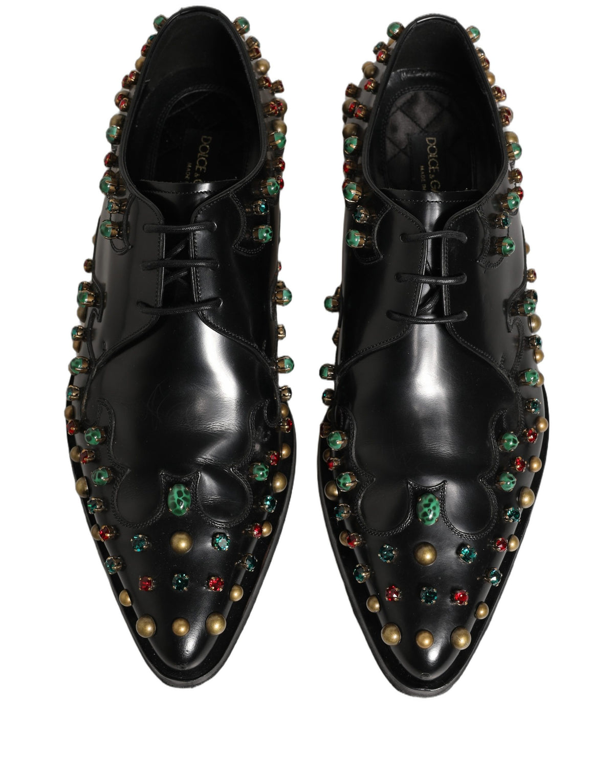 Dolce & Gabbana Black Leather Derby Dress Studded Formal Shoes