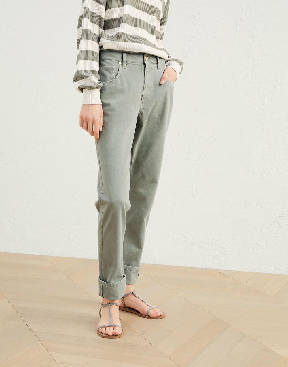 Brunello Cucinelli Green Cotton Casual Pants