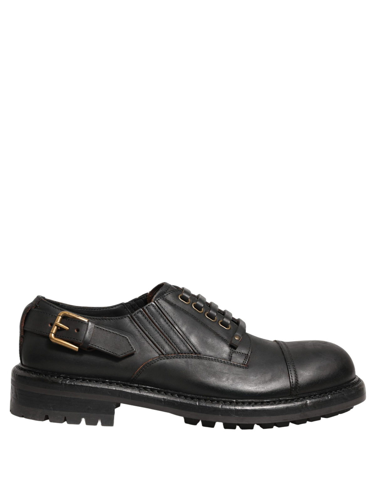 Dolce & Gabbana Dress Black Leather Lace Up Derby Men Shoes
