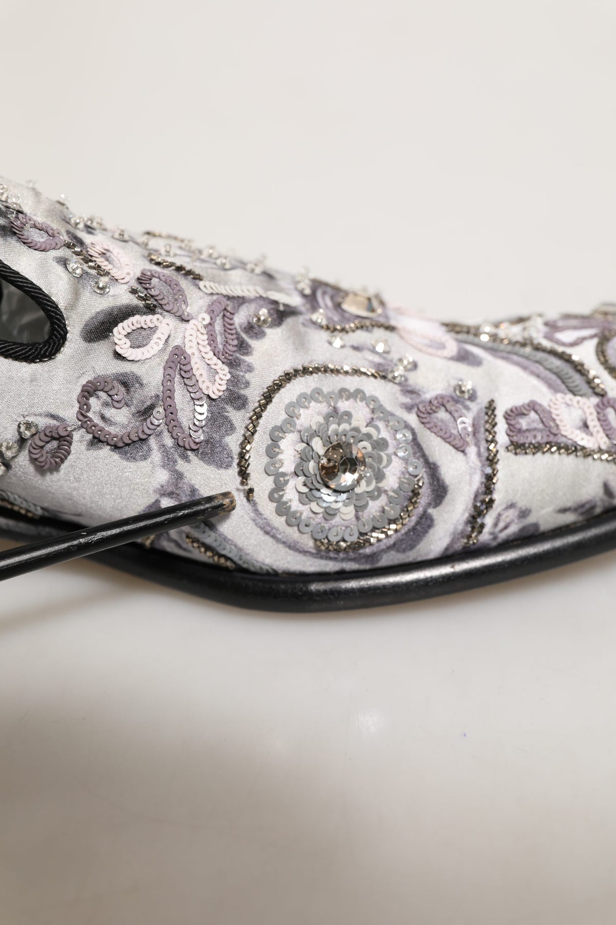 Dolce & Gabbana White Sequined Formal Slip On Loafers Shoes