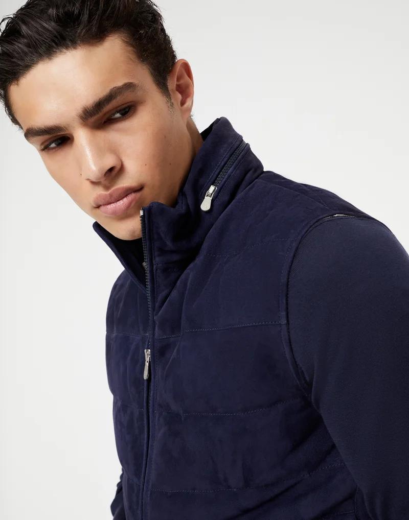 Brunello Cucinelli Bicolor Leather Sleveless Jacket