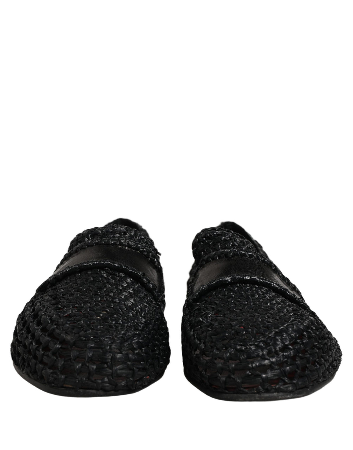 Dolce & Gabbana Black Woven Leather Slip On Loafers Men Shoes