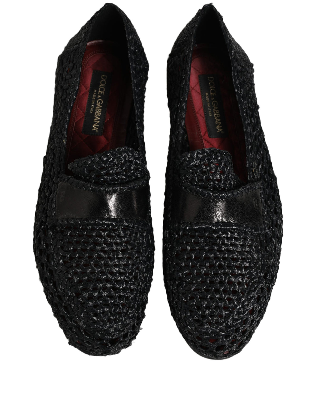 Dolce & Gabbana Black Woven Leather Slip On Loafers Men Shoes