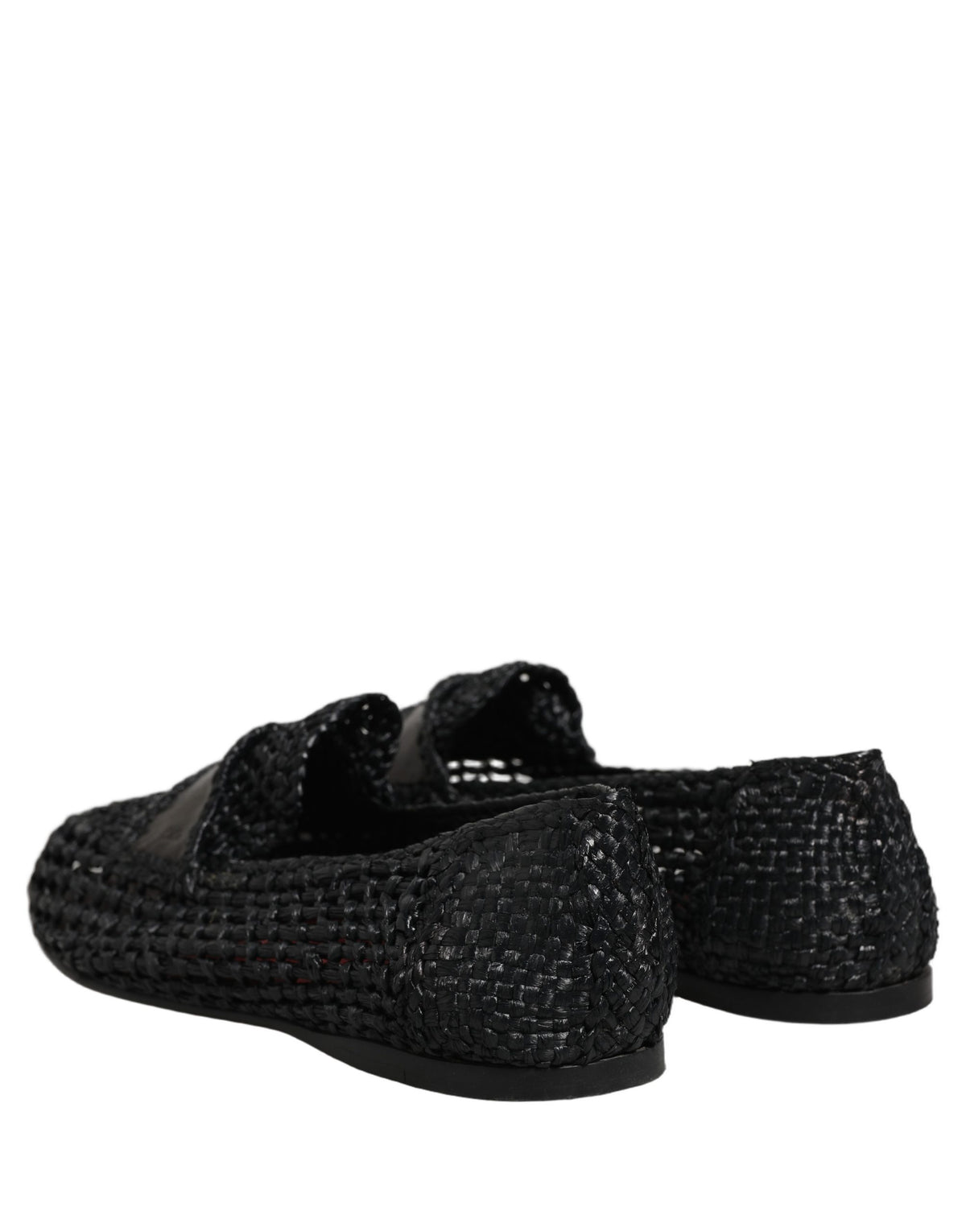 Dolce & Gabbana Black Woven Leather Slip On Loafers Men Shoes