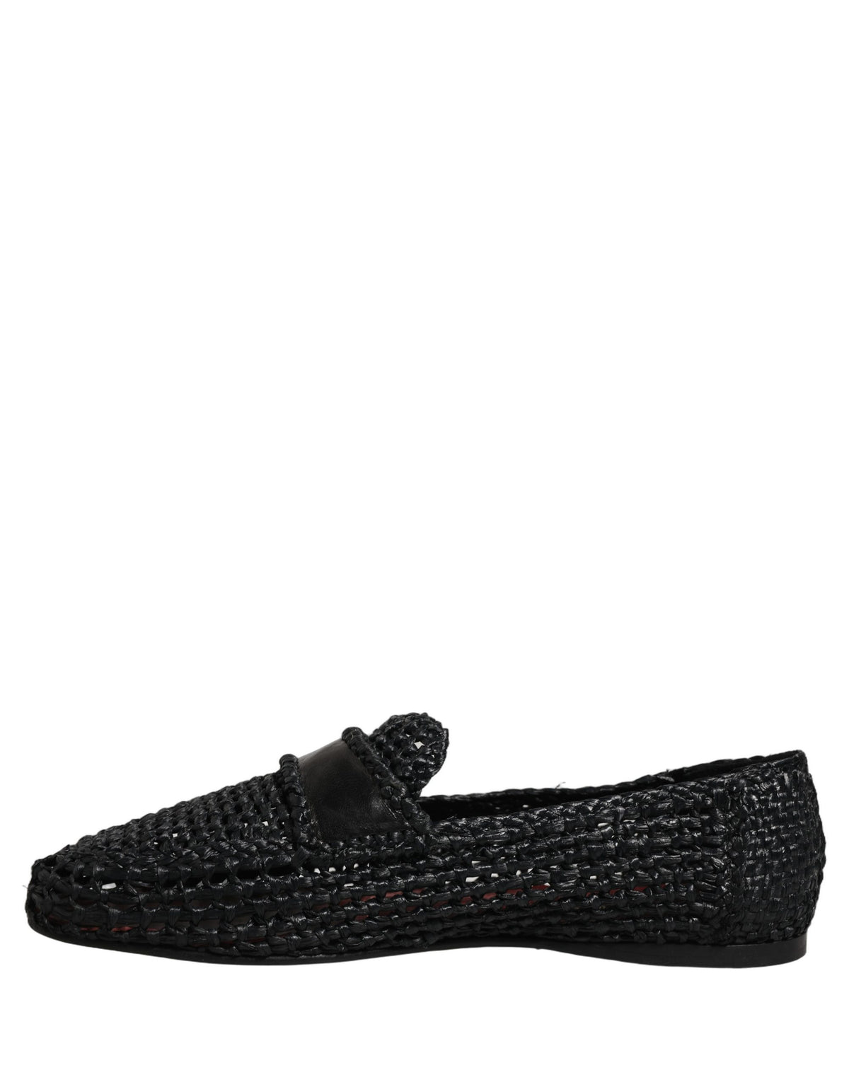 Dolce & Gabbana Black Woven Leather Slip On Loafers Men Shoes