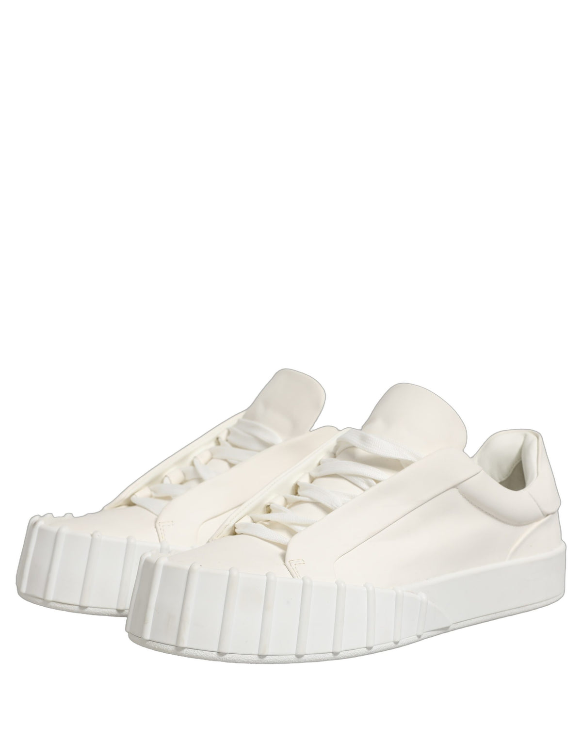 Dolce & Gabbana White Leather Low Top Lace Up Sneakers Shoes