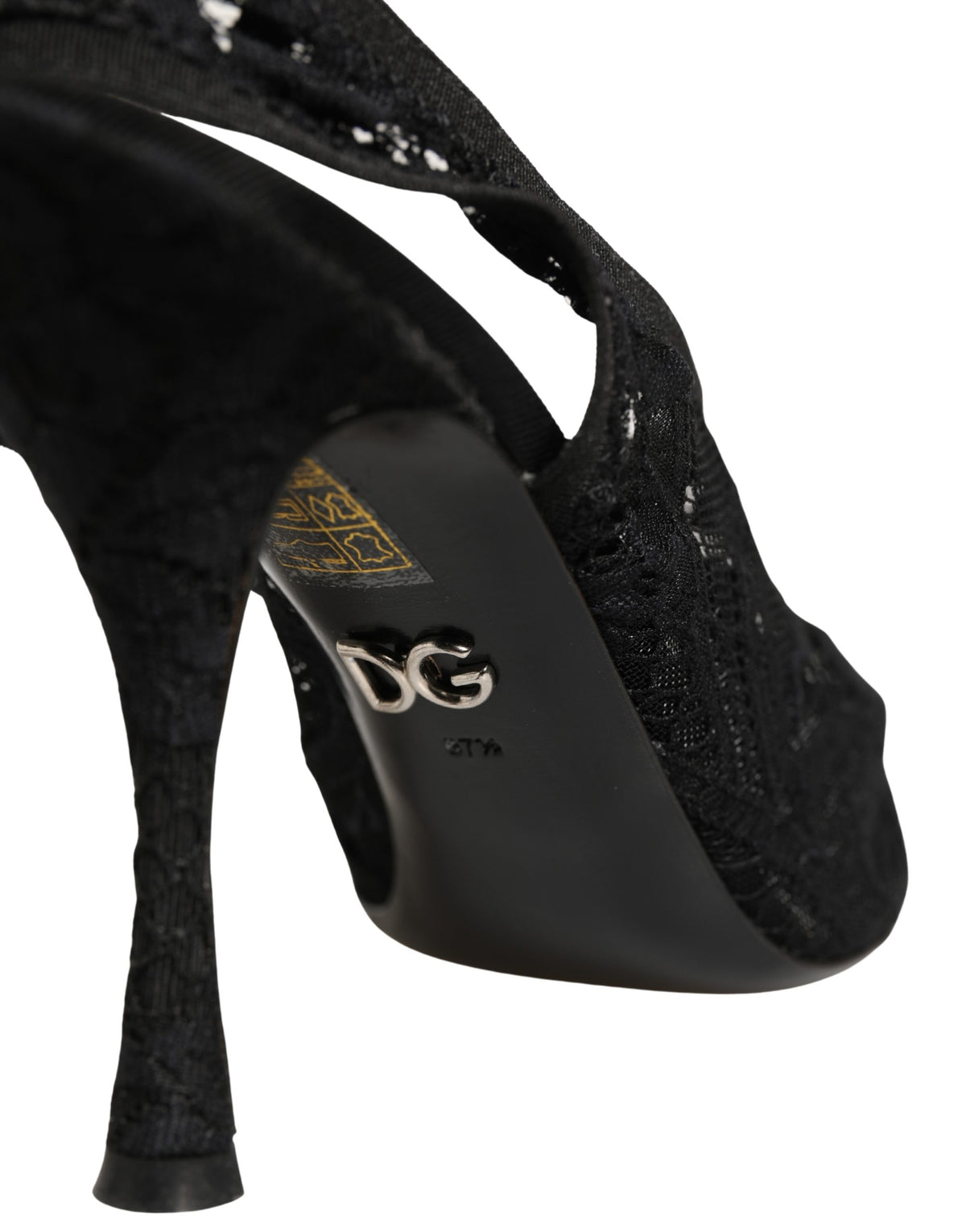 Dolce & Gabbana Black Lace Pointed Toe Slingback Pumps Shoes
