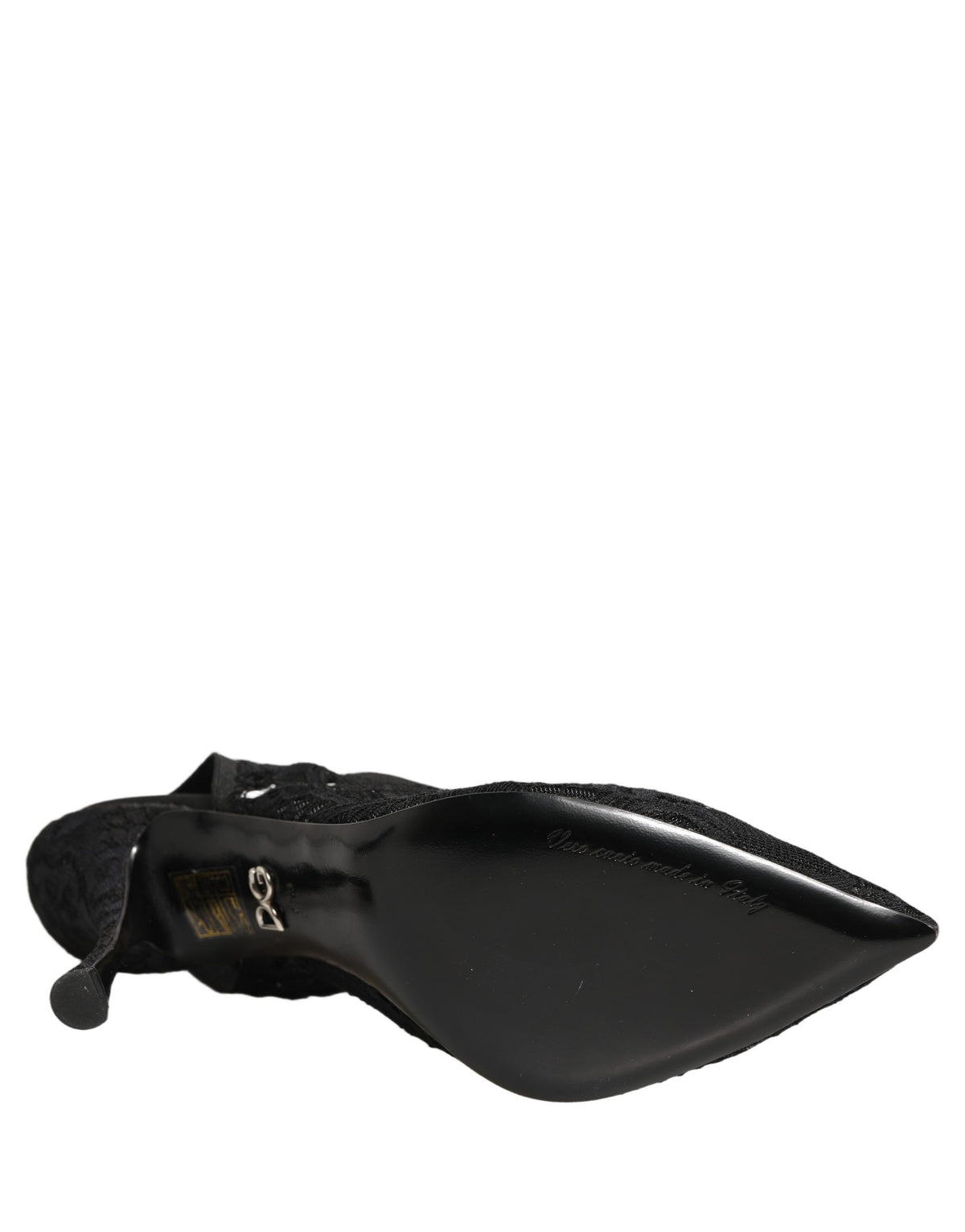 Dolce & Gabbana Black Lace Pointed Toe Slingback Pumps Shoes