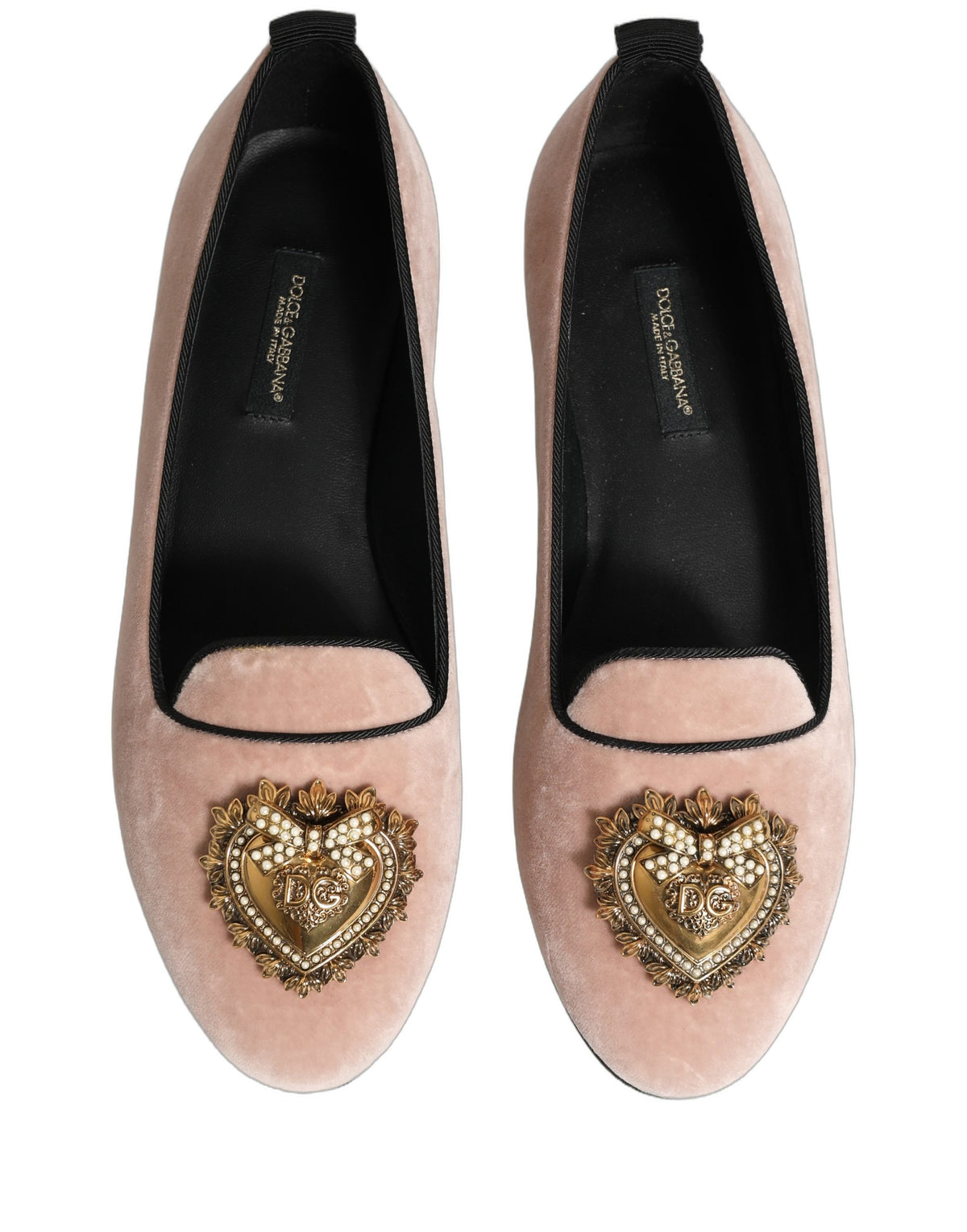 Dolce & Gabbana Pink Velvet Devotion Loafers Flats Shoes