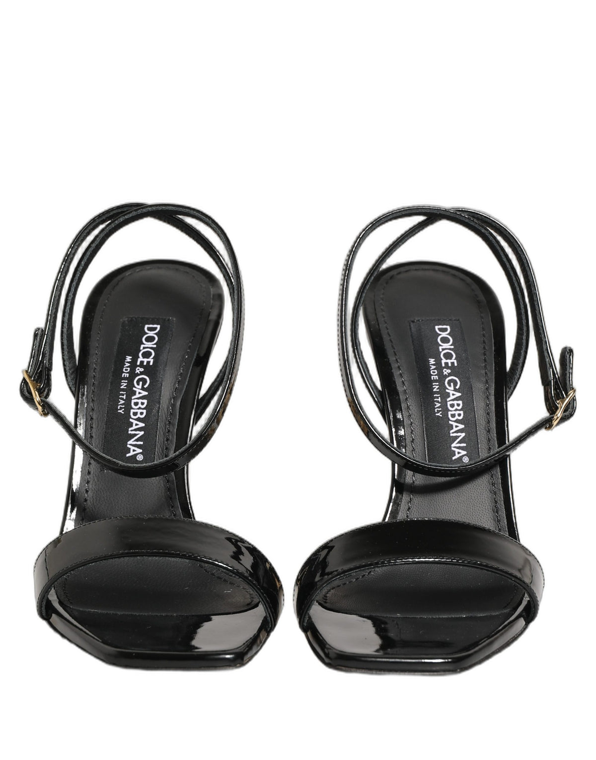 Dolce & Gabbana Black Leather Ankle Strap Heels Sandals Shoes