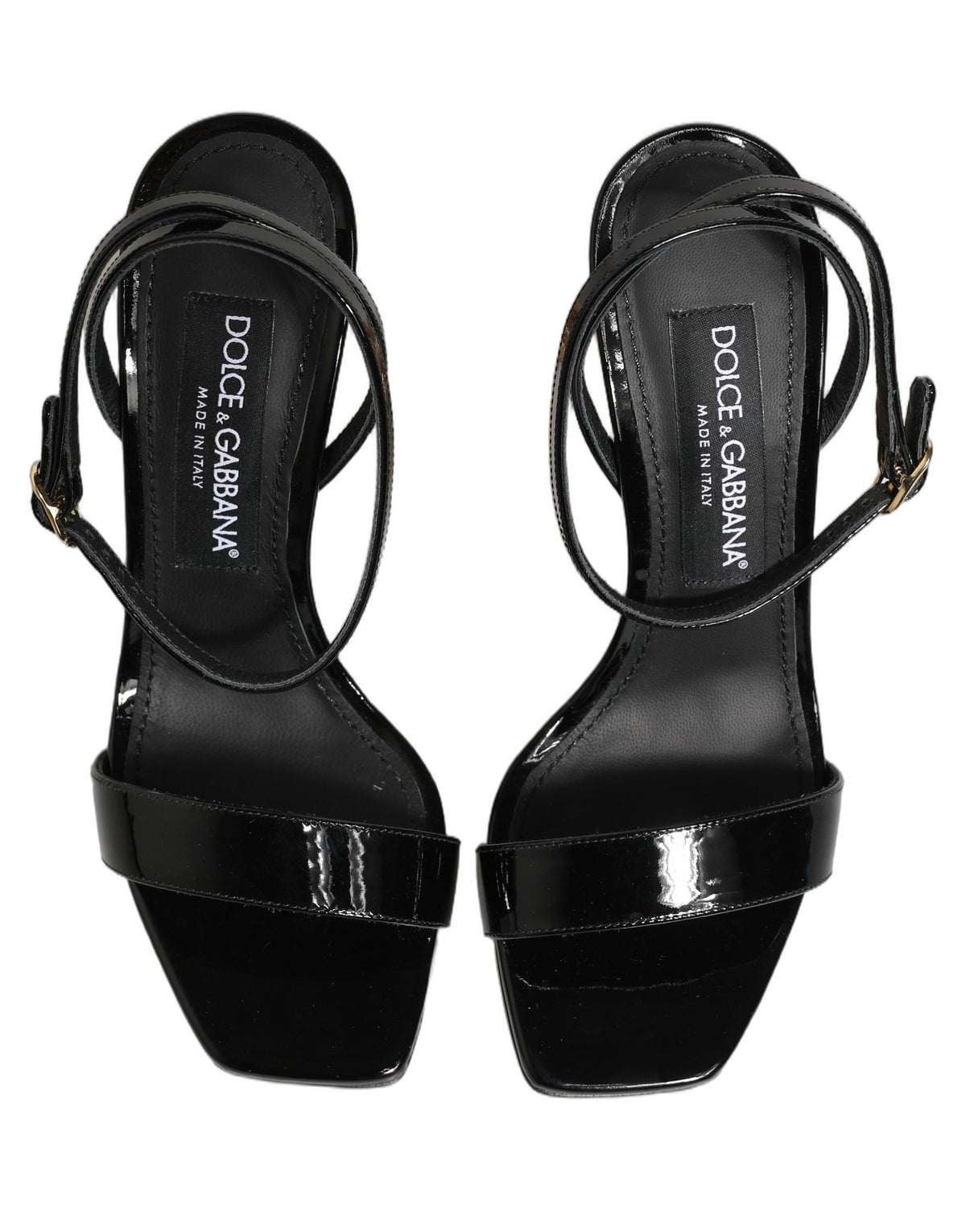Dolce & Gabbana Black Leather Ankle Strap Heels Sandals Shoes
