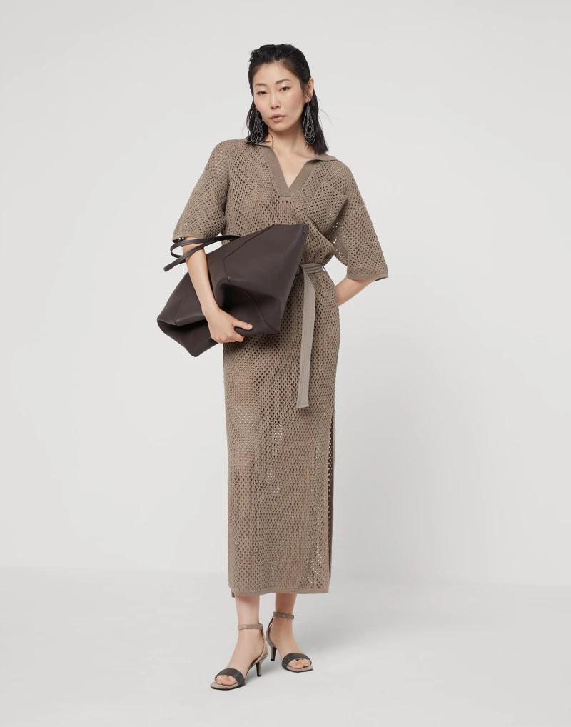 Brunello Cucinelli Brown Cotton Casual Dress