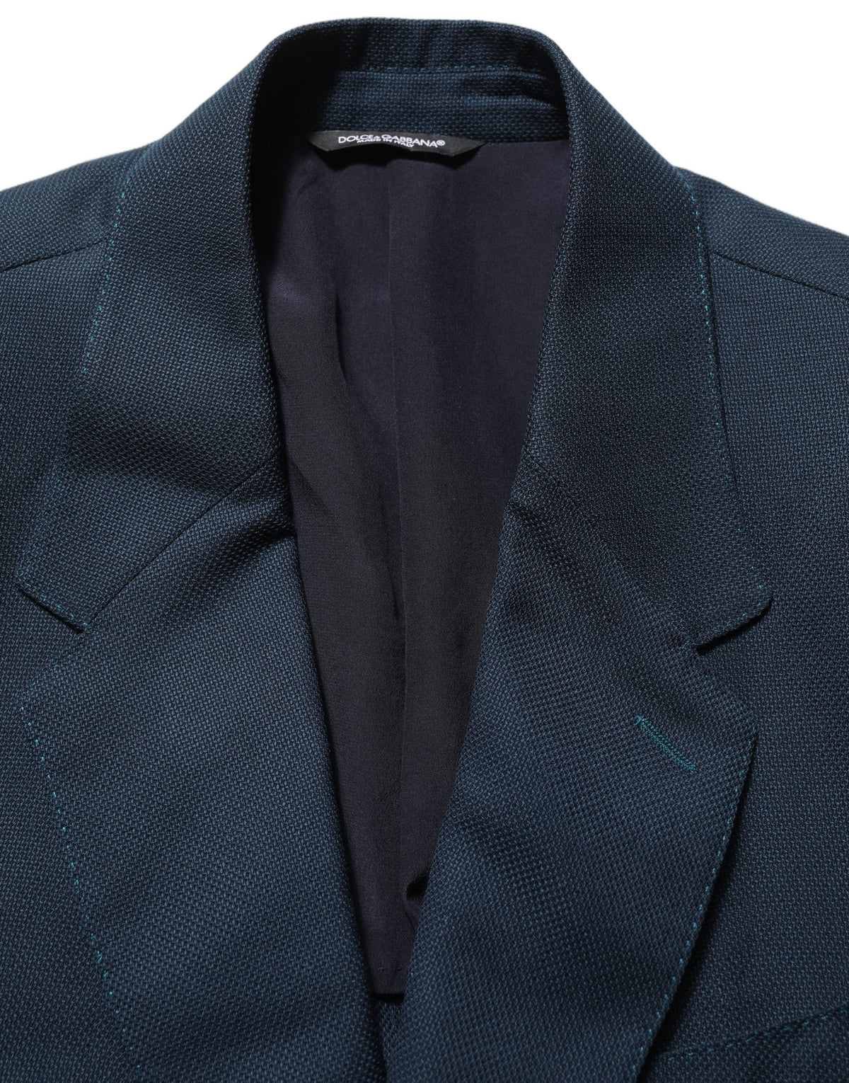 Dolce & Gabbana Blue Wool Logo Single Breasted Coat Blazer