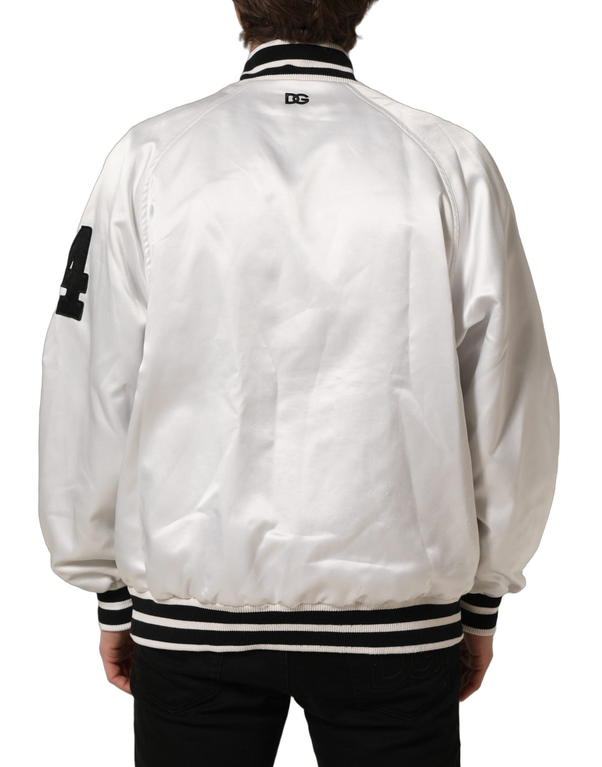Dolce & Gabbana White DG Logo Polyester JerseyBomber Jacket