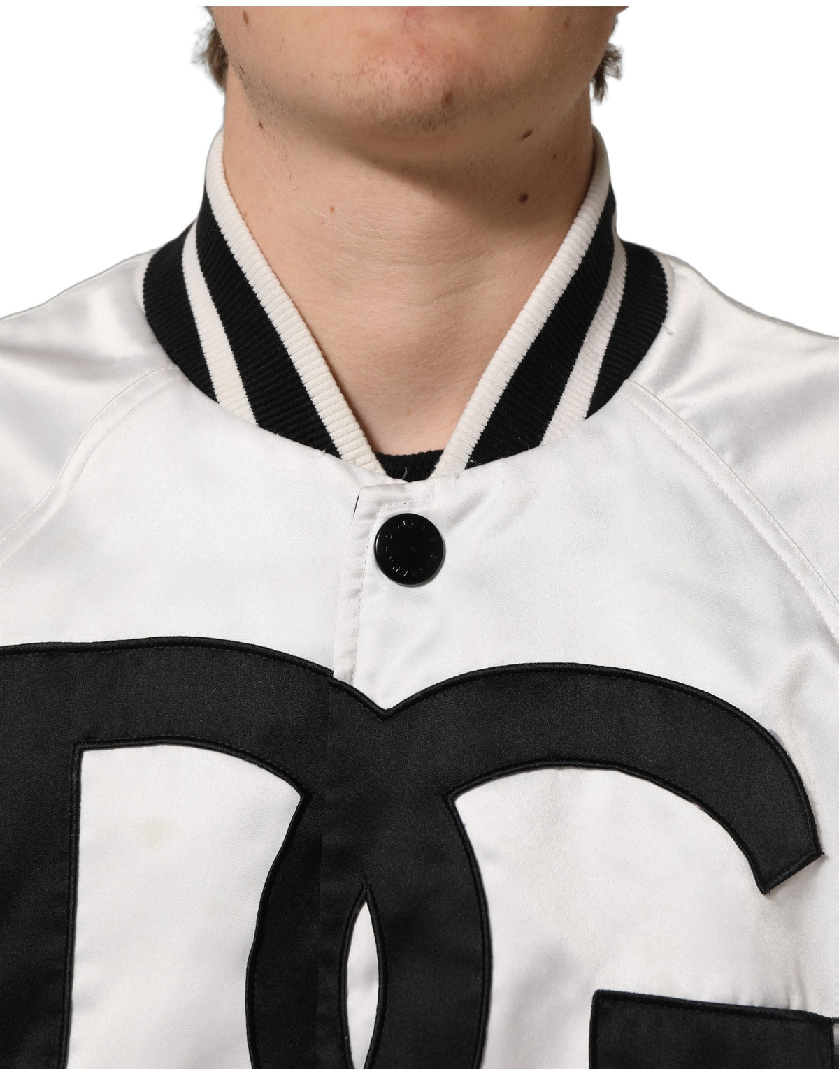 Dolce & Gabbana White DG Logo Polyester JerseyBomber Jacket