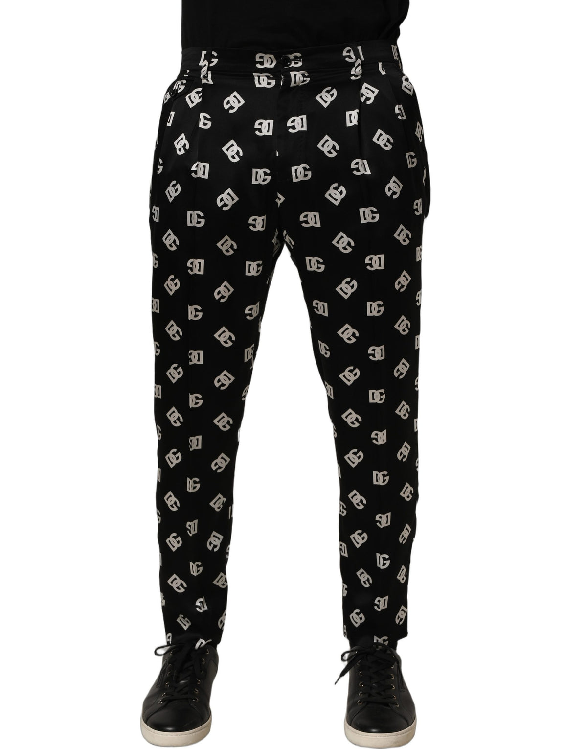 Dolce & Gabbana Black Silk Skinny Leg Dress Men Trouser Pants