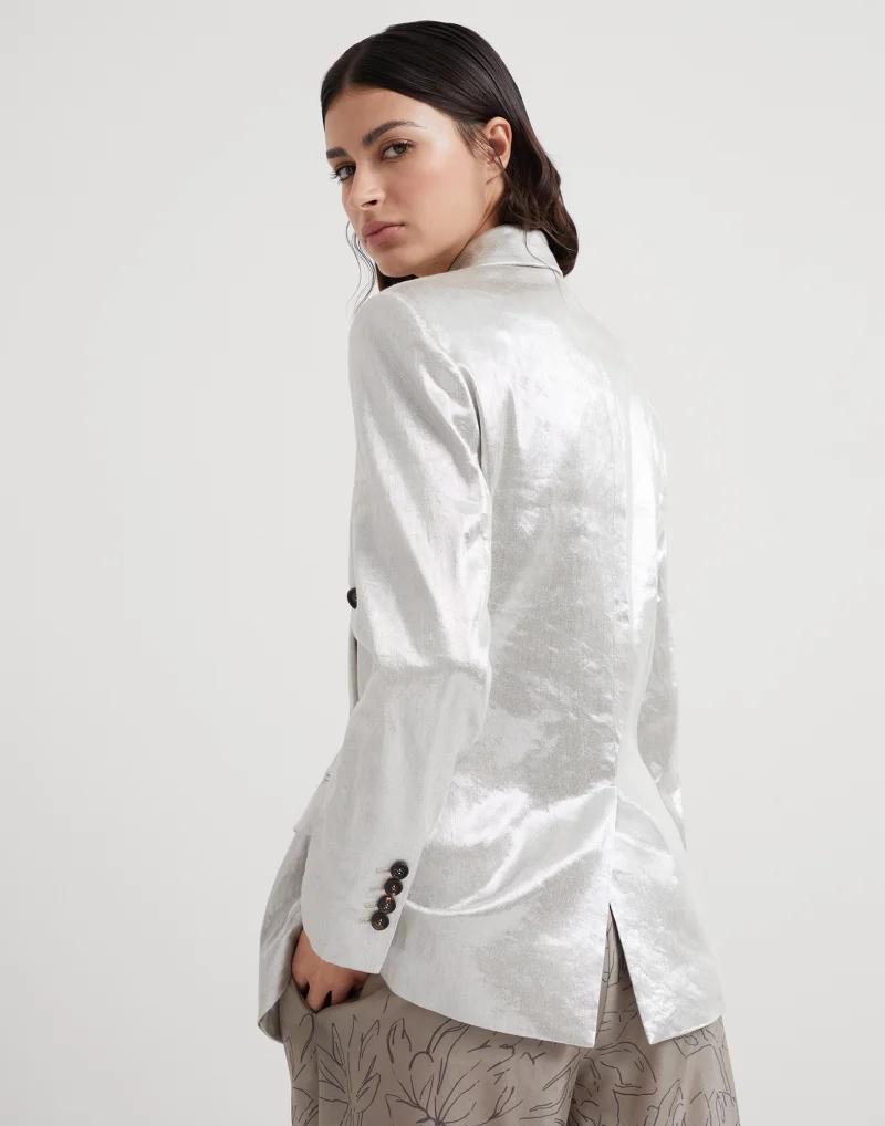 Brunello Cucinelli Silver Linen Blazer