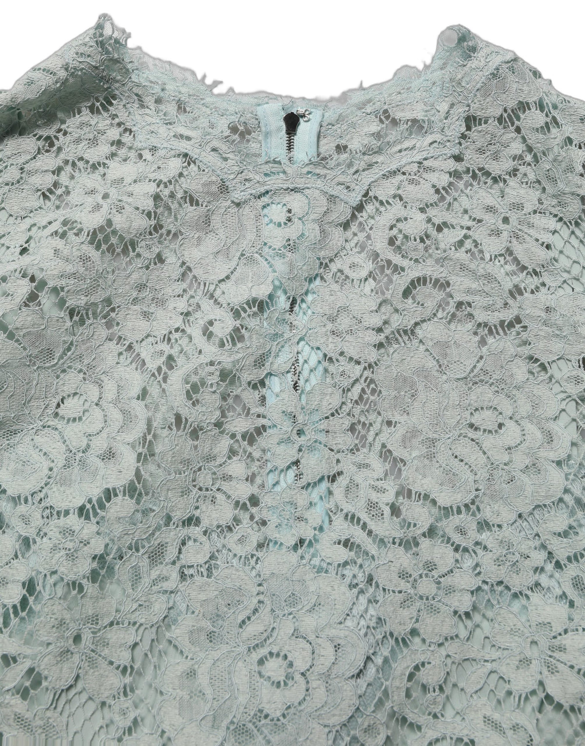 Dolce & Gabbana Mint Green Lace Sleeveless Knee Length Dress