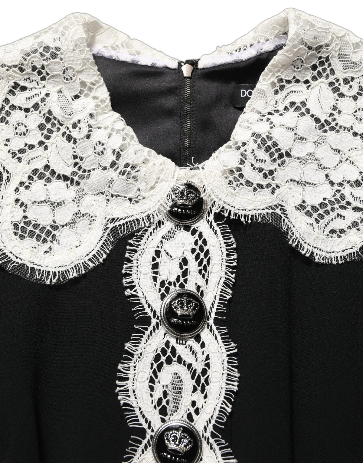 Dolce & Gabbana Black Lace Detailing Long Sleeves Midi Dress