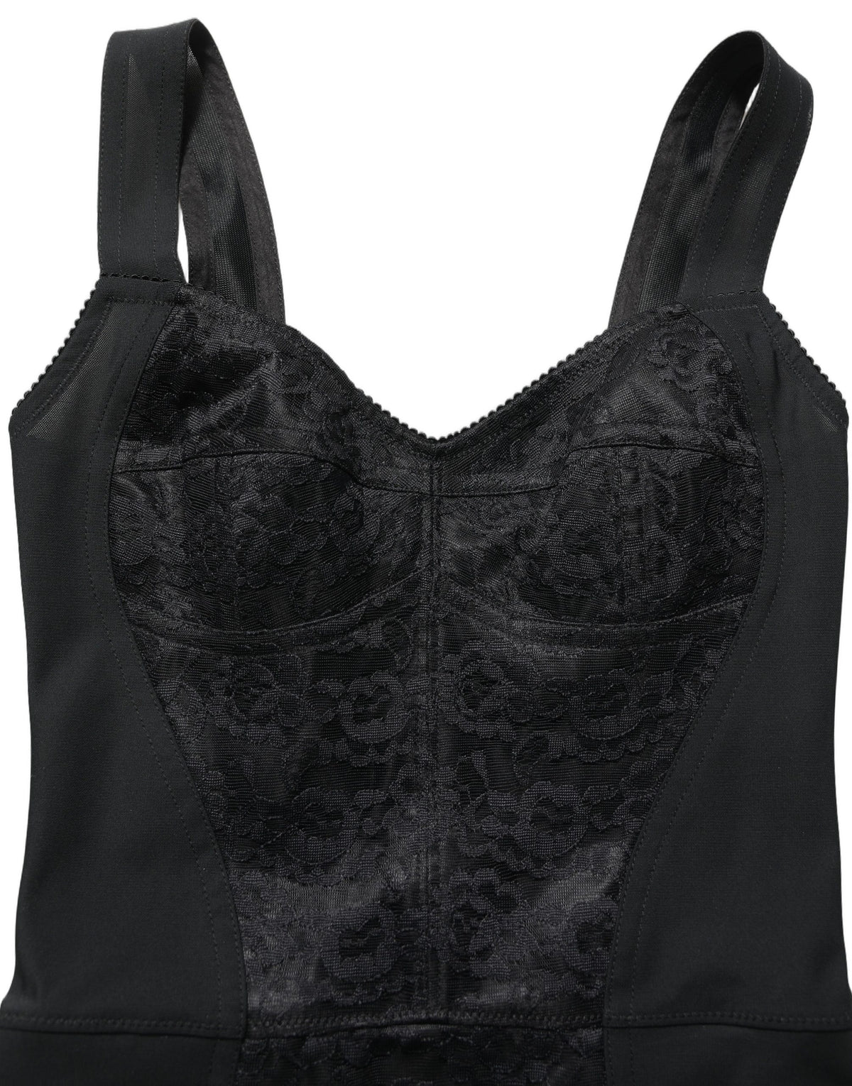 Dolce & Gabbana Black Floral Lace Corset Bodycon Bodysuit