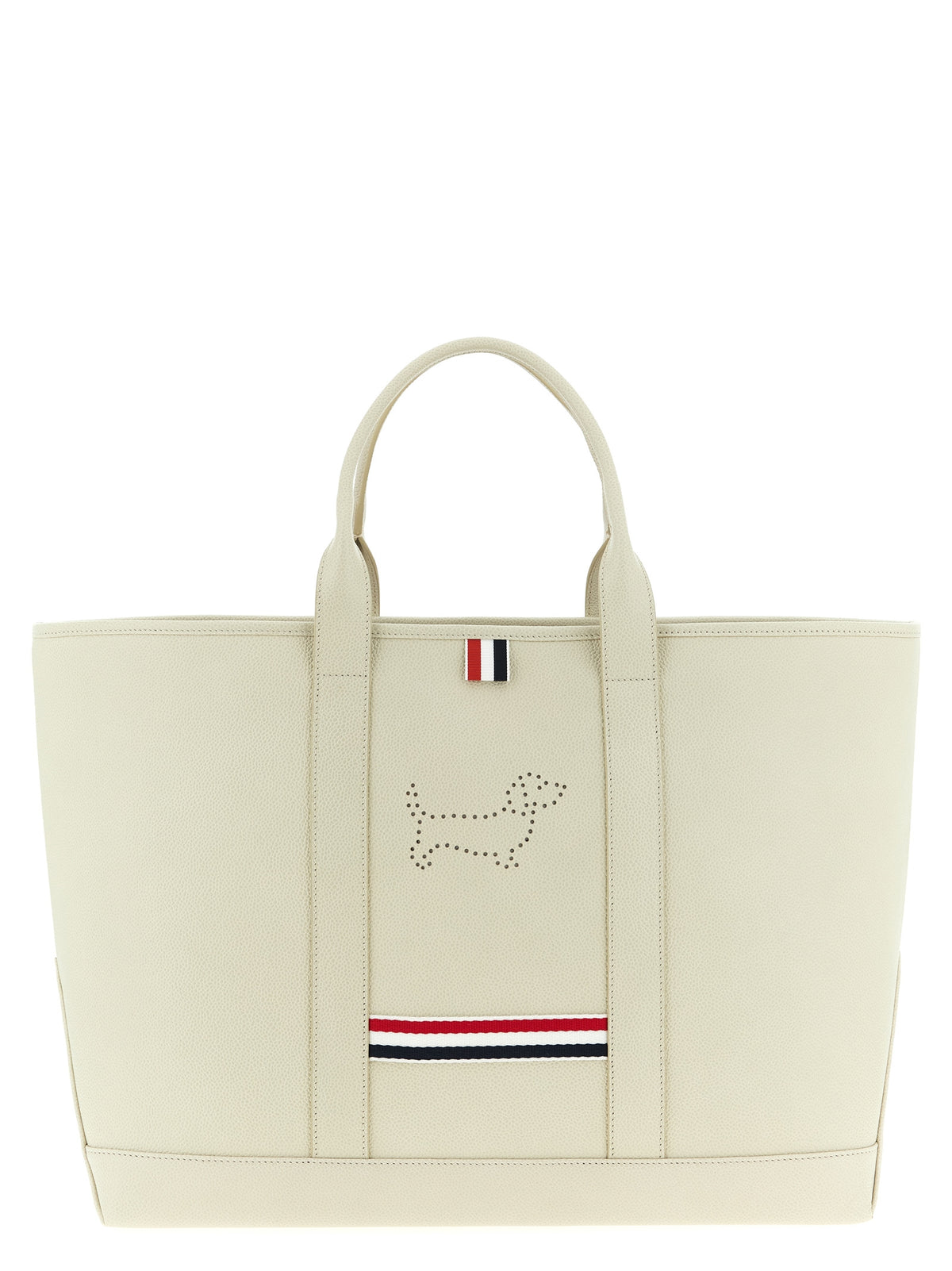 Thom Browne White Calfskin Tote Bag