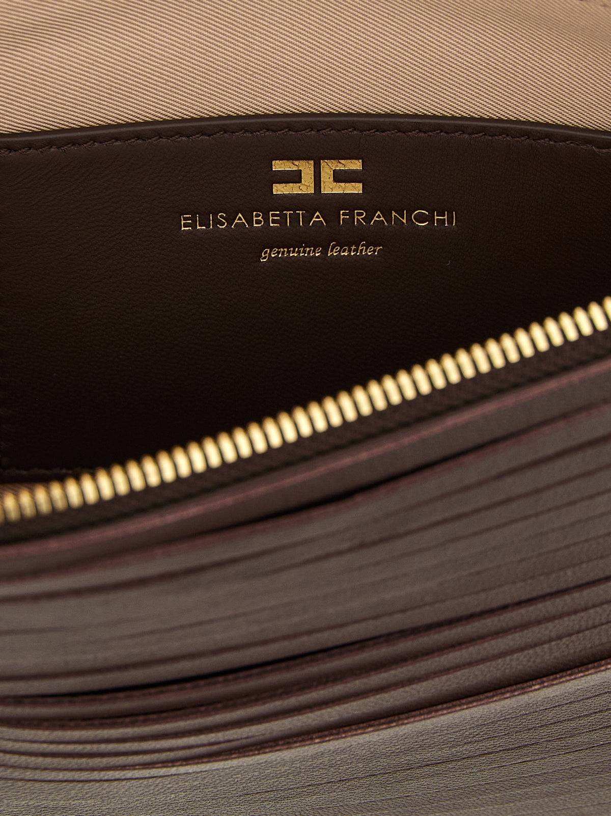 Elisabetta Franchi Brown Leather Clutch Bag