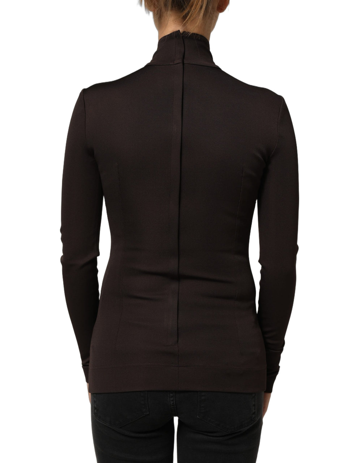 Dolce & Gabbana Brown Turtleneck Long Sleeves Blouse Top