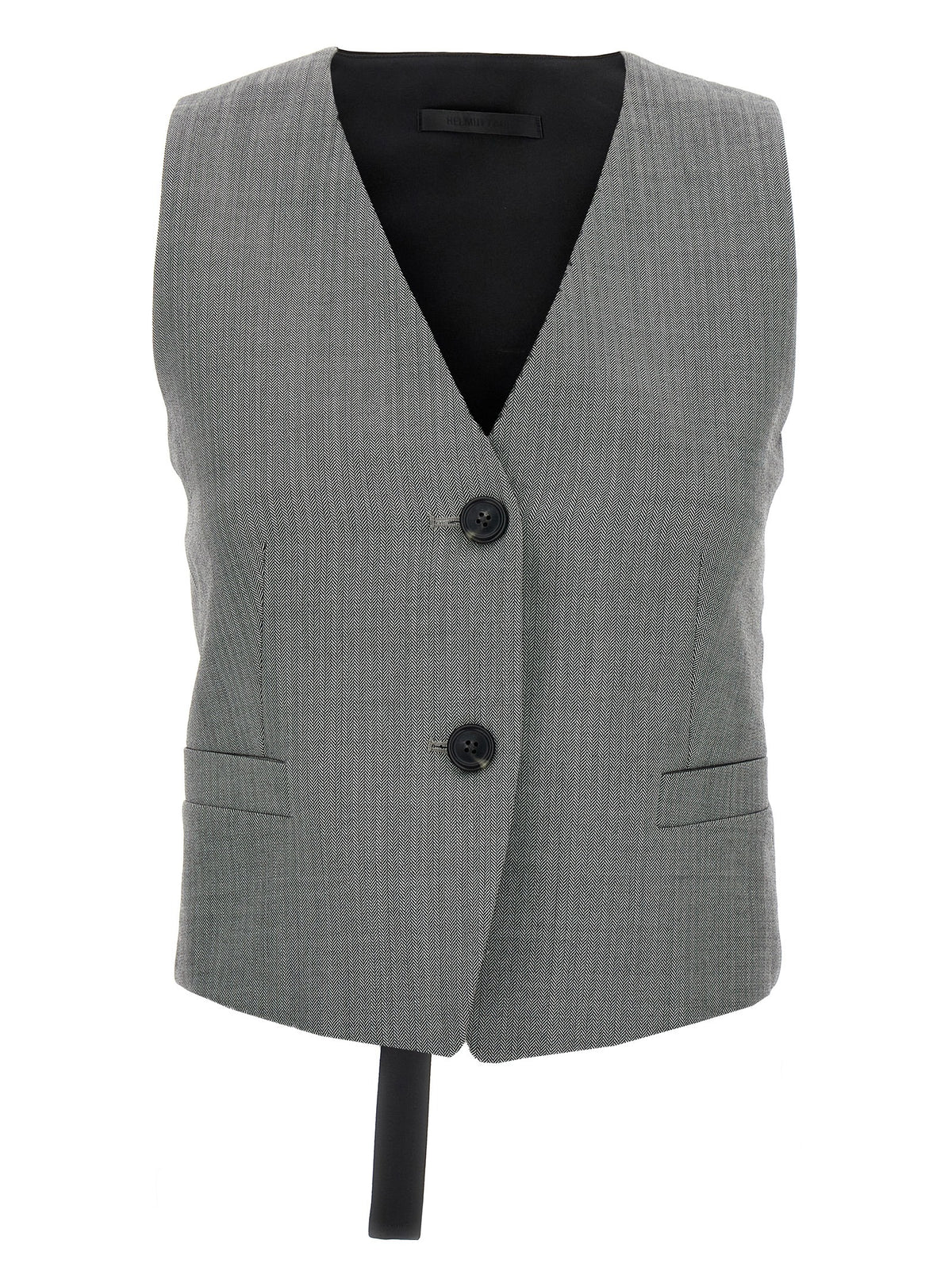 Helmut Lang Bicolor Wool Sleeveless Jacket