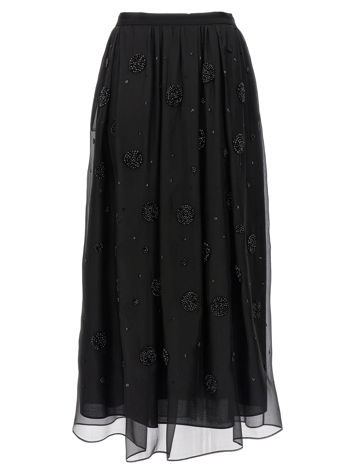 Max Mara Black Silk Midi Skirt