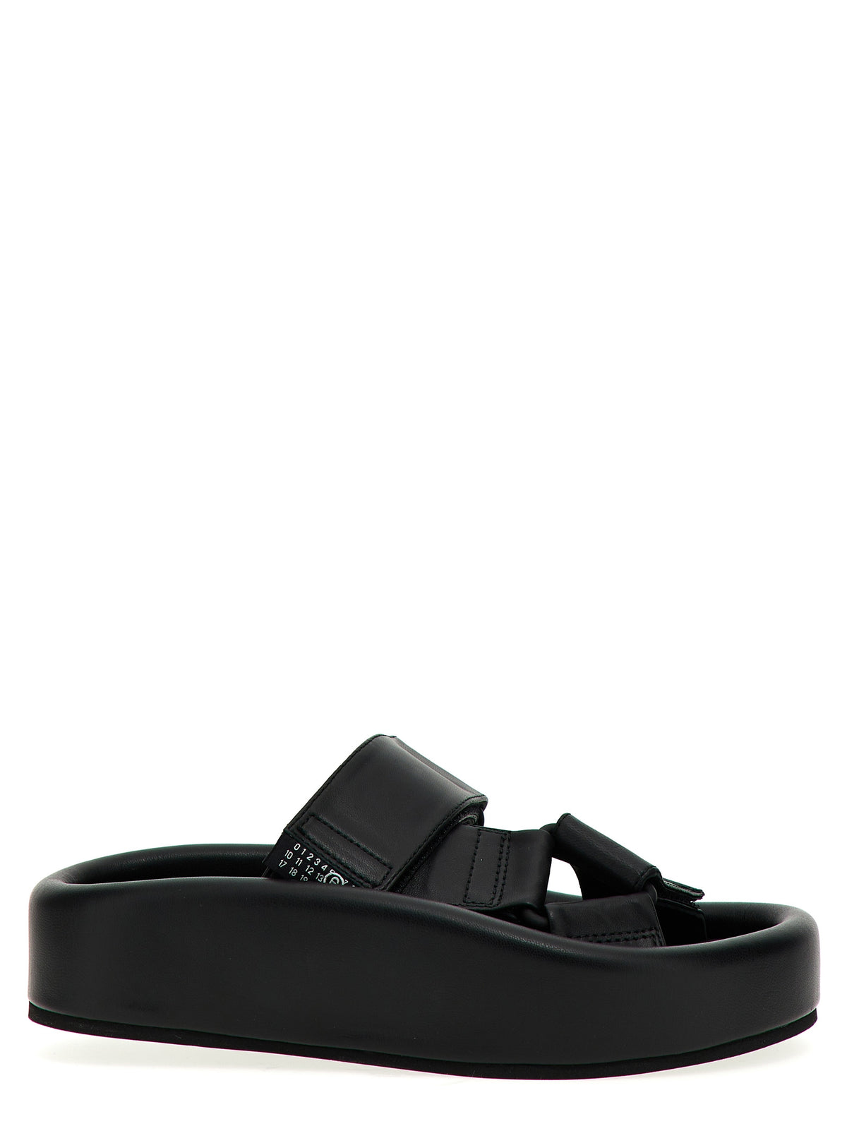 MM6 Maison Margiela Black Leather Slides