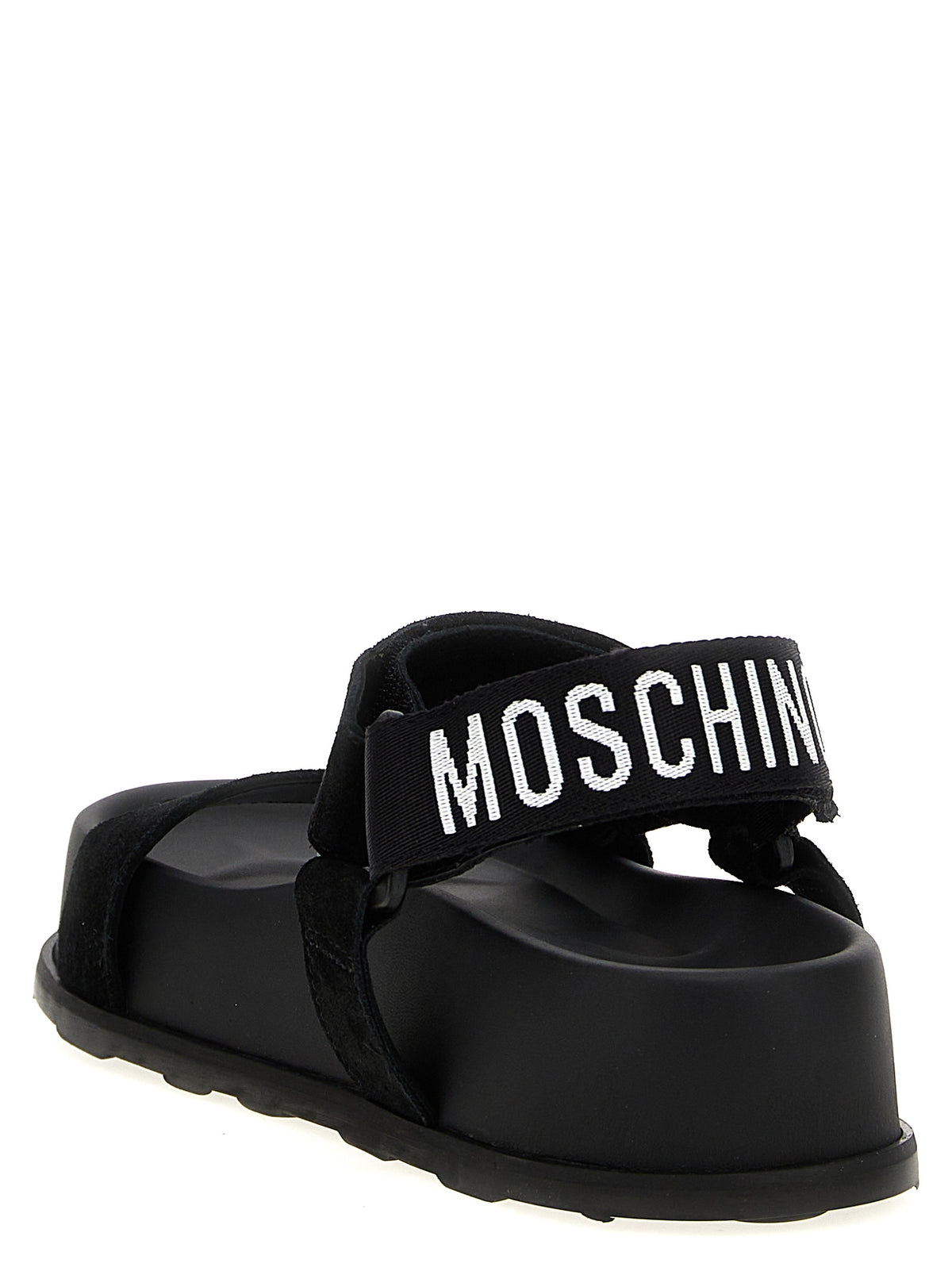 Moschino Black Calfskin Flat Sandals