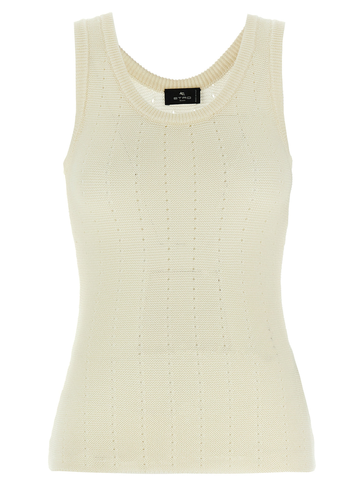 Etro White Silk Sleeveles T-Shirt