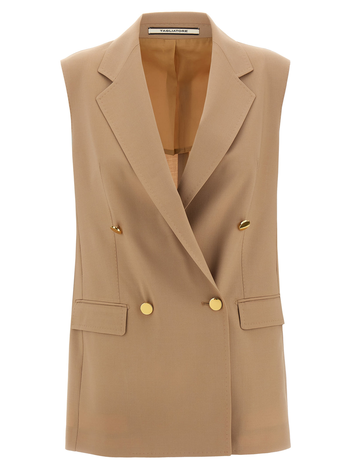 Tagliatore Beige Virgin Wool Sleeveless Jacket