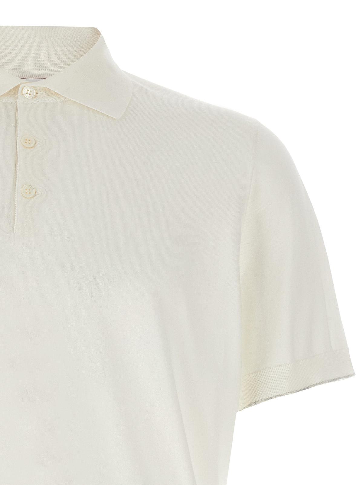 Brunello Cucinelli White Cotton Polo Shirt