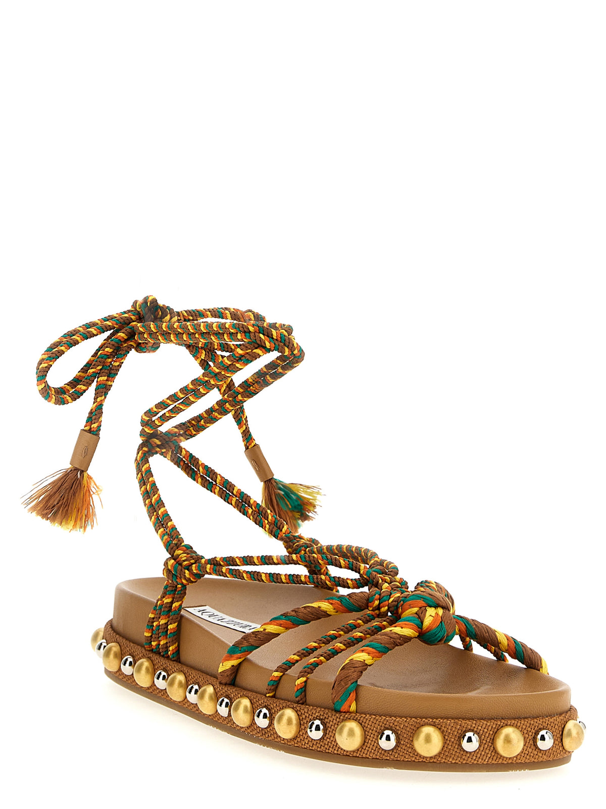 Aquazzura Multicolor Jute Flat Sandals