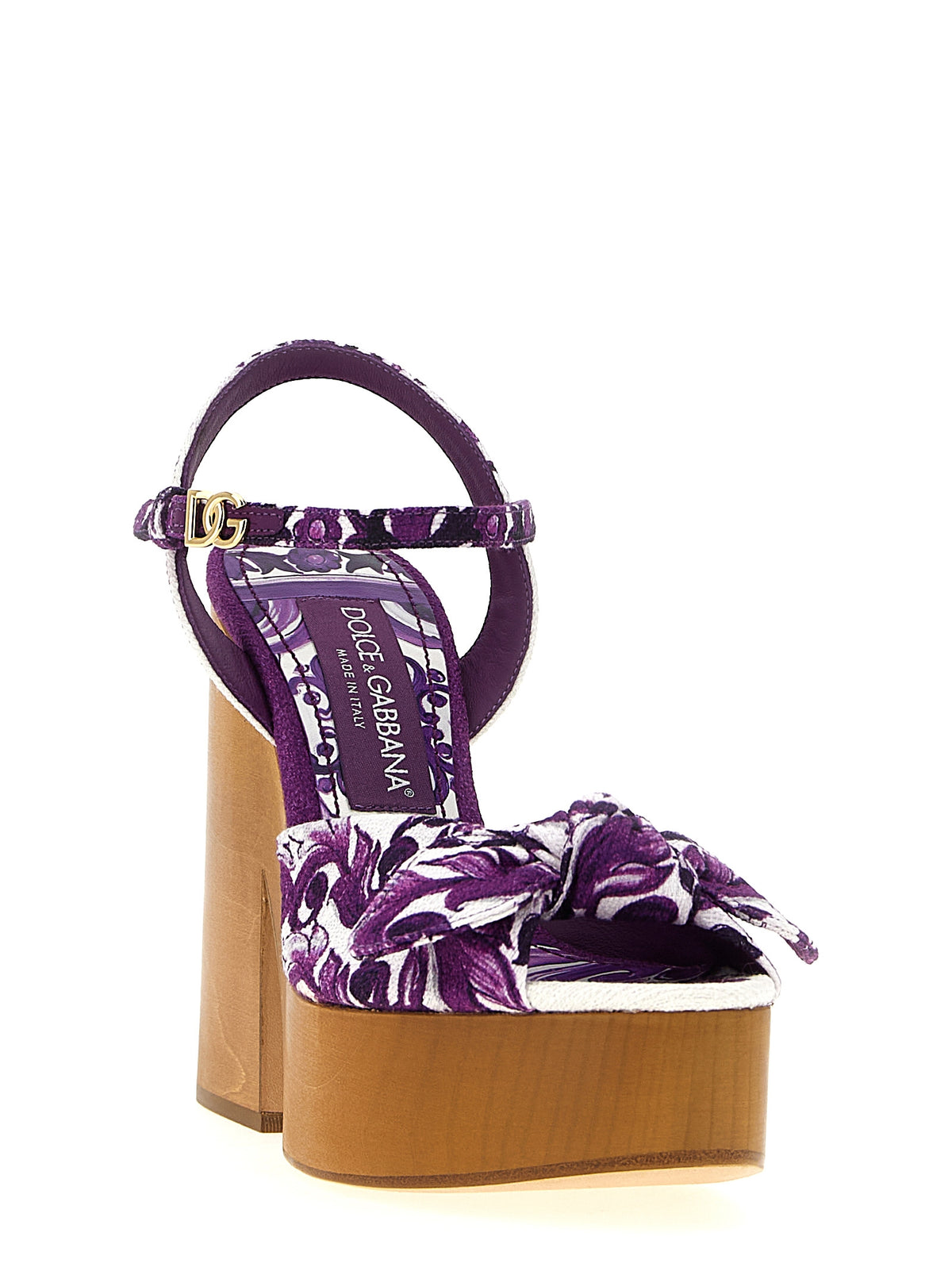 Dolce & Gabbana Purple Cotton Stiletto Heel Sandals