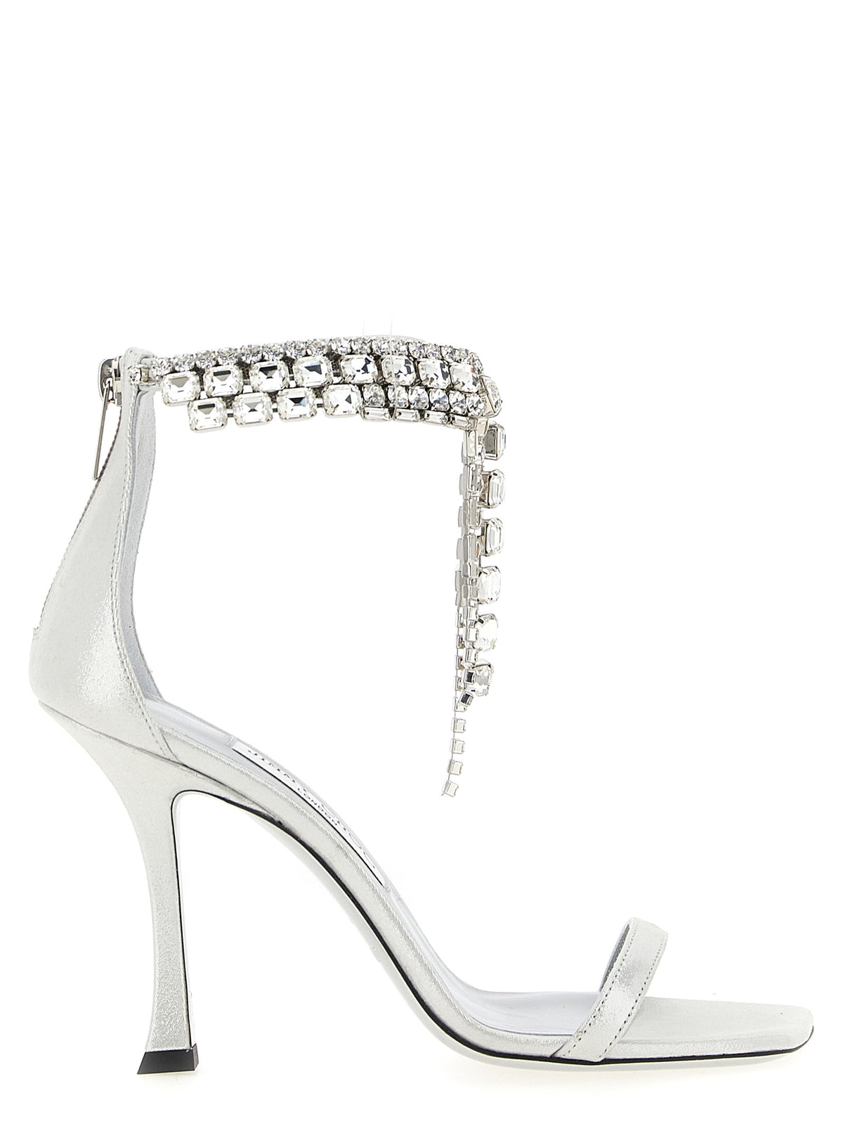 Jimmy Choo Silver Leather Stiletto Heel Sandals