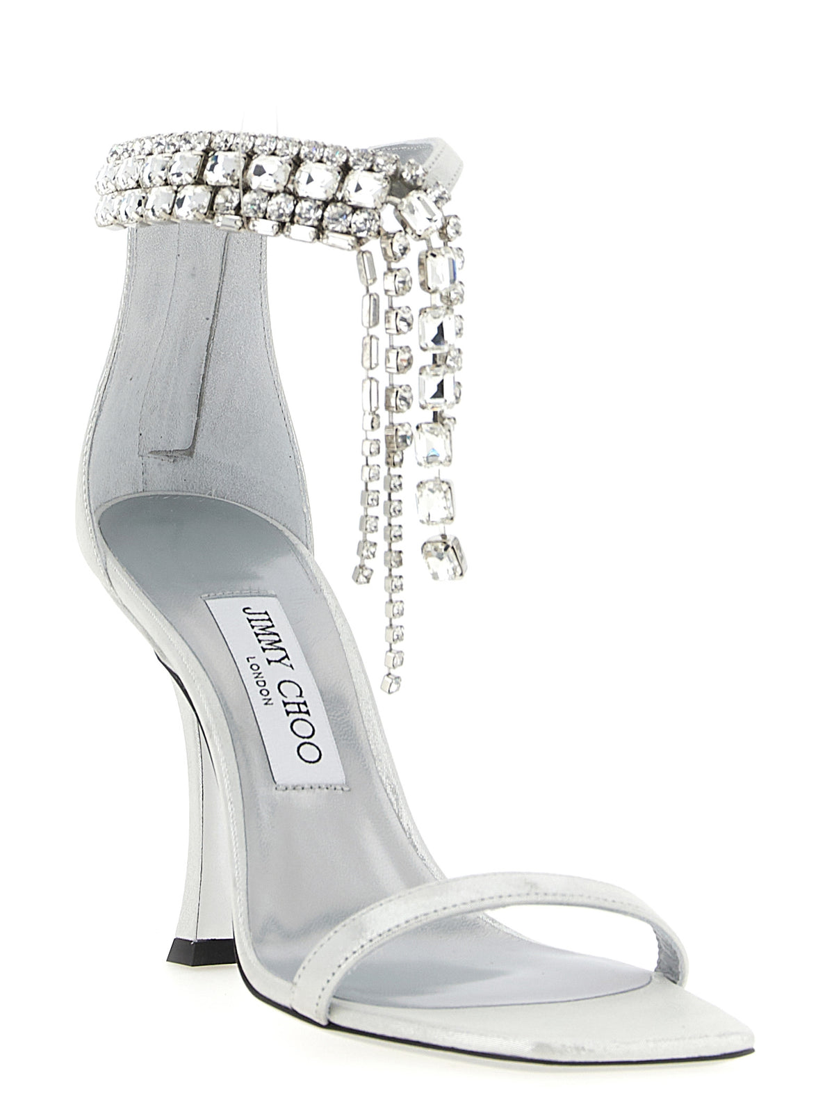 Jimmy Choo Silver Leather Stiletto Heel Sandals